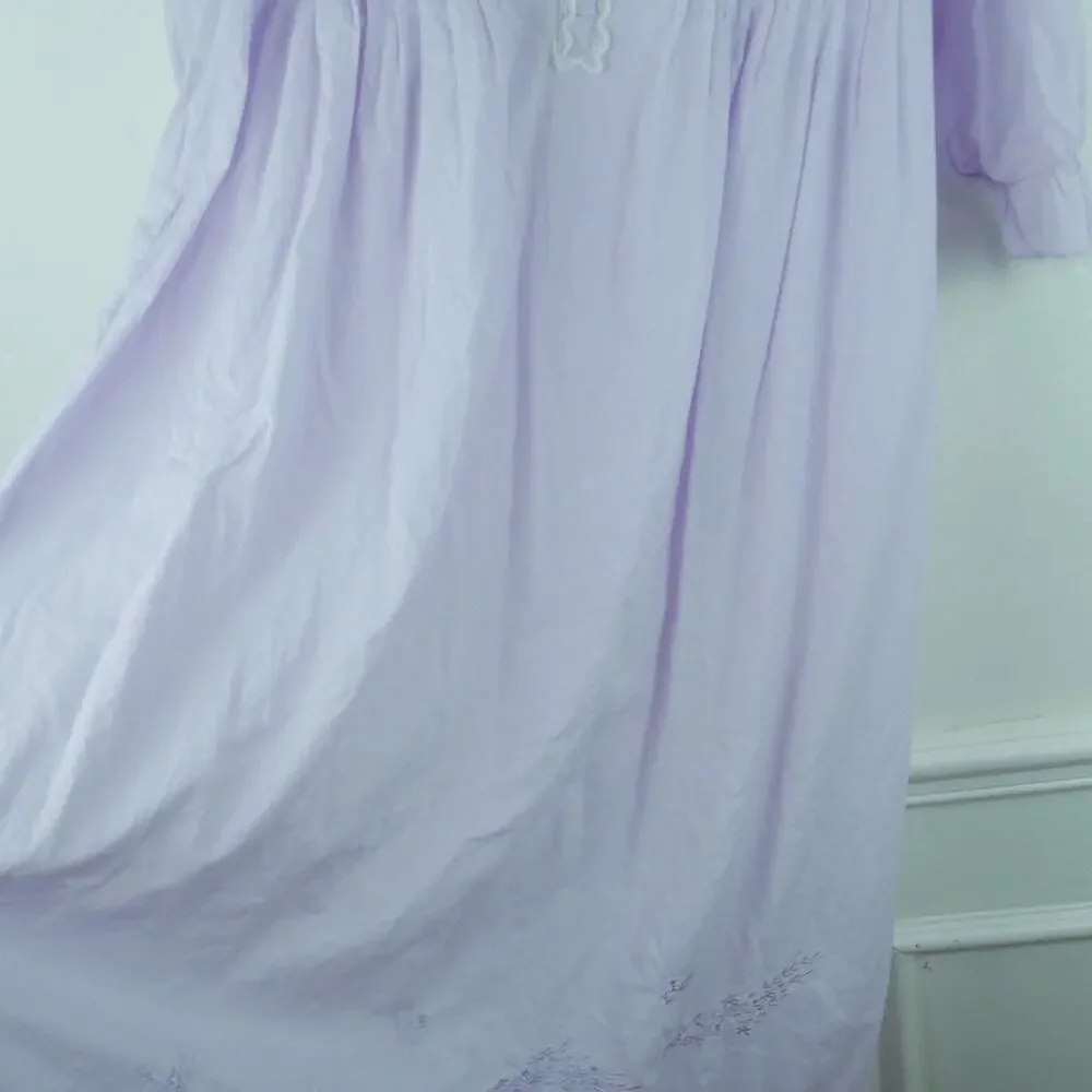 Vintage Small Nightgown Pastel Purple Grannycore Prairie Modest Cottagecore 90s - Picture 9 of 12